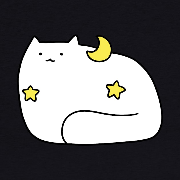 Stars and Moon White cat by saradaboru